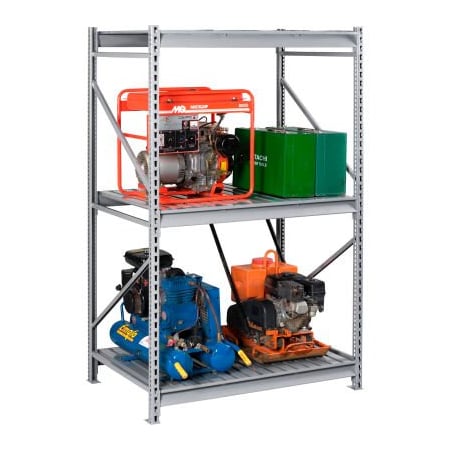 Tennsco Tennsco Bulk Storage Rack - 72"W x 24"D x 72"H - Starter - 3 Shelf Levels - Steel Deck - Light Gray BU-722472CS-LGY